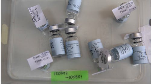 Empty vials that contained a dose of the Johnson &amp; Johnson vaccine against COVID-19.