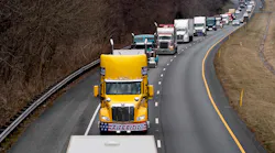 Participants of the People's Convoy drive the beltway around Washington, D.C., near Cabin John, MD, on Sunday.