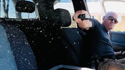 Anyone who has done a shooting investigation involving vehicle glass, or shot vehicle glass in training, knows that the entire vehicle interior is often covered with glass powder. Wear eye protection on patrol 24/7. Anyone who has done a shooting investigation involving vehicle glass, or shot vehicle glass in training, knows that the entire vehicle interior is often covered with glass powder. Wear eye protection on patrol 24/7.