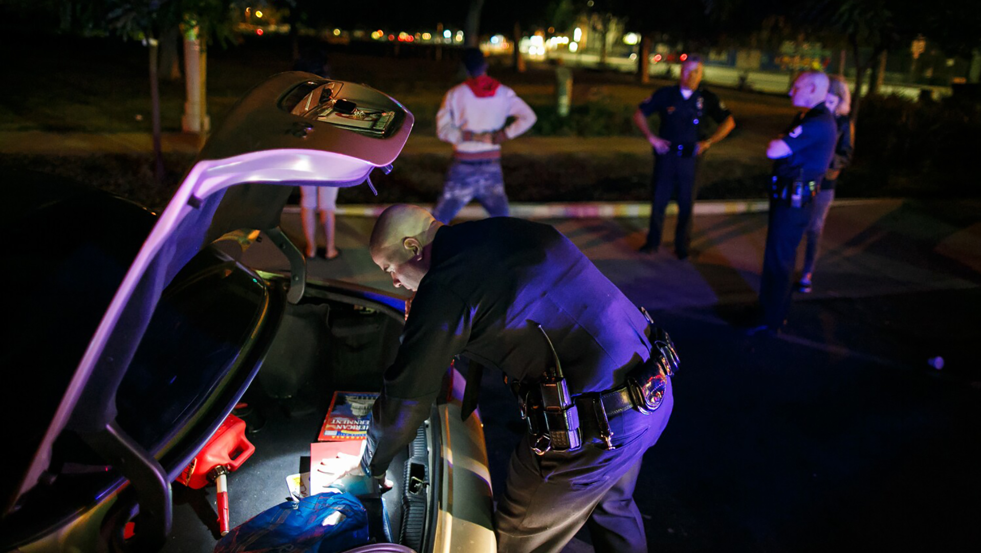 Officers from the LAPD's newly expanded Metropolitan Division, stop drivers and search their vehicles in Los Angeles in 2015.