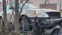 A man pursued by East Cleveland, OH, police Wednesday tried to escape by jumping his vehicle over a wall, a move that fell short. A man pursued by East Cleveland, OH, police Wednesday tried to escape by jumping his vehicle over a wall, a move that fell short.