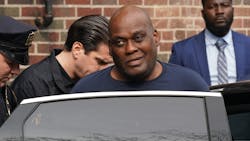 Frank James, 62, is led away by authorities Wednesday after he was arrested on the in Manhattan by two NYPD officers. Frank James, 62, is led away by authorities Wednesday after he was arrested on the in Manhattan by two NYPD officers.