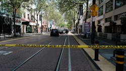 Sacramento, CA, police officers work the scene after a shooting that occurred Sunday that killed six people and injured 12. Sacramento, CA, police officers work the scene after a shooting that occurred Sunday that killed six people and injured 12.