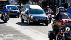 A funeral procession Friday for Lebanon, PA, Police Lt. William Lebo heads from Lebanon to the Giant Center, where a memorial service will be held. A funeral procession Friday for Lebanon, PA, Police Lt. William Lebo heads from Lebanon to the Giant Center, where a memorial service will be held.