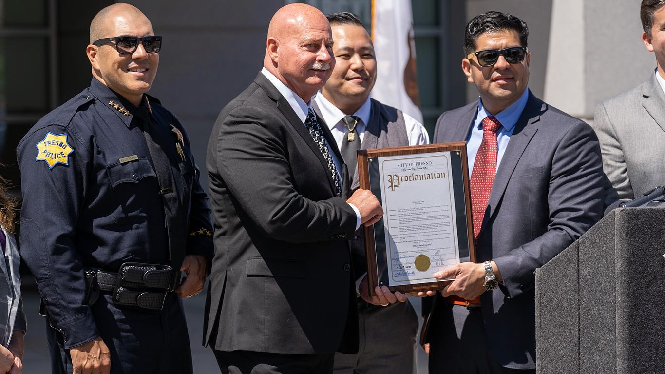 Fresno's newest police substation was officially named on Friday, in honor of Phia Vang &mdash; the veteran officer who was killed by a drunk driver while headed home from work in 2019.