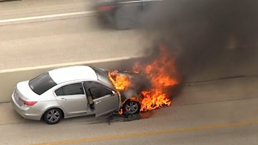 Video: Car Bursts Into Flames After Chase With Houston Police | Officer