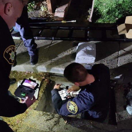 Dublin, CA, police and Alameda County sheriff's deputies used a drone to locate and help rescue eight ducklings trapped in a storm drain Tuesday.