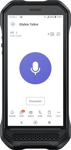 Kyocera integrates Walkie Talkie application in Microsoft Teams on ultra-rugged 5G Android smartphones Kyocera’s DuraForce Ultra 5G and DuraSport 5G on the Verizon 5G network. Both devices feature a dedicated Push-to-Talk (PTT) button easily programmed for seamless, instant voice communication using the Walkie Talkie app in Teams, which is free to users with an active Microsoft 365 subscription. Kyocera integrates Walkie Talkie application in Microsoft Teams on ultra-rugged 5G Android smartphones Kyocera’s DuraForce Ultra 5G and DuraSport 5G on the Verizon 5G network. Both devices feature a dedicated Push-to-Talk (PTT) button easily programmed for seamless, instant voice communication using the Walkie Talkie app in Teams, which is free to users with an active Microsoft 365 subscription.