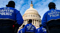 U.S. Capitol Police officers on the East Front Plaza after a morning roll call on Capitol Hill on Jan. 6 in Washington, D.C.
