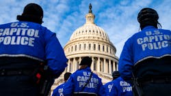 U.S. Capitol Police officers on the East Front Plaza after a morning roll call on Capitol Hill on Jan. 6 in Washington, D.C. U.S. Capitol Police officers on the East Front Plaza after a morning roll call on Capitol Hill on Jan. 6 in Washington, D.C.