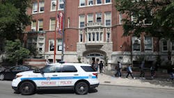 Chicago police monitor activity outside of Lake View High School in 2019. Lake View was among the campuses whose Local School Council voted in 2021 to remove school resource officers. Chicago police monitor activity outside of Lake View High School in 2019. Lake View was among the campuses whose Local School Council voted in 2021 to remove school resource officers.
