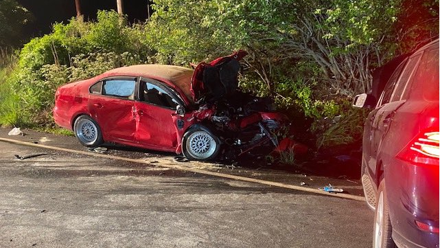 A Palmer Township, PA, police officer was taken to the hospital, and three others were treated at the sene after helping to rescue an unconscious driver trapped inside a burning vehicle Saturday.