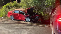 A Palmer Township, PA, police officer was taken to the hospital, and three others were treated at the sene after helping to rescue an unconscious driver trapped inside a burning vehicle Saturday.