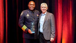 (L-R) Marieo Foster, Chief of Police for the Bureau of Engraving & Printing Police, and Mike Fadden, CEO of GALLS. (L-R) Marieo Foster, Chief of Police for the Bureau of Engraving & Printing Police, and Mike Fadden, CEO of GALLS.