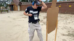 Fighting with a gun at 'bad breath' distance takes practice. Before live fire, Lindsey rehearsed the sequence several times without live fire before attempting this with real bullets. It is strongly suggested that this be done with a subcaliber training device like an airsoft gun before attempting live fire.