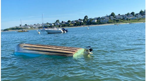An Ipswich, MA, police officer rescued a pregnant woman, a 14-month-old girl and three others after their boat capsized off Clark Beach on Saturday.