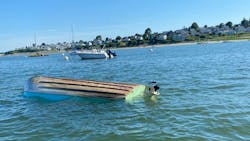 An Ipswich, MA, police officer rescued a pregnant woman, a 14-month-old girl and three others after their boat capsized off Clark Beach on Saturday. An Ipswich, MA, police officer rescued a pregnant woman, a 14-month-old girl and three others after their boat capsized off Clark Beach on Saturday.