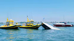 The Norwalk, CT, Police Department Marine Unit rescued two people Saturday after their 45-foot boat sank in Long Island Sound. The Norwalk, CT, Police Department Marine Unit rescued two people Saturday after their 45-foot boat sank in Long Island Sound.