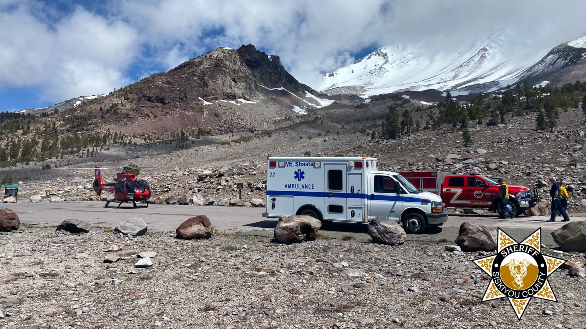 Siskiyou County, CA, Sheriff's deputies rescued four climbers from Mount Shasta on Monday.
