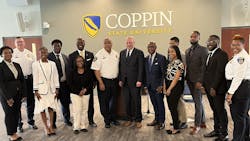 Members of the Baltimore Police Department, University Presidents, and Executive Director of the Police Executive Research Forum pictured with students from Coppin State University and Morgan State University. Members of the Baltimore Police Department, University Presidents, and Executive Director of the Police Executive Research Forum pictured with students from Coppin State University and Morgan State University.