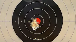 Those two low shots and the one farthest left were before zeroing the red dot sight. That other single ragged hole measures about 1.34' at the largest point and is 47 rounds fired unsupported at 15 yards.