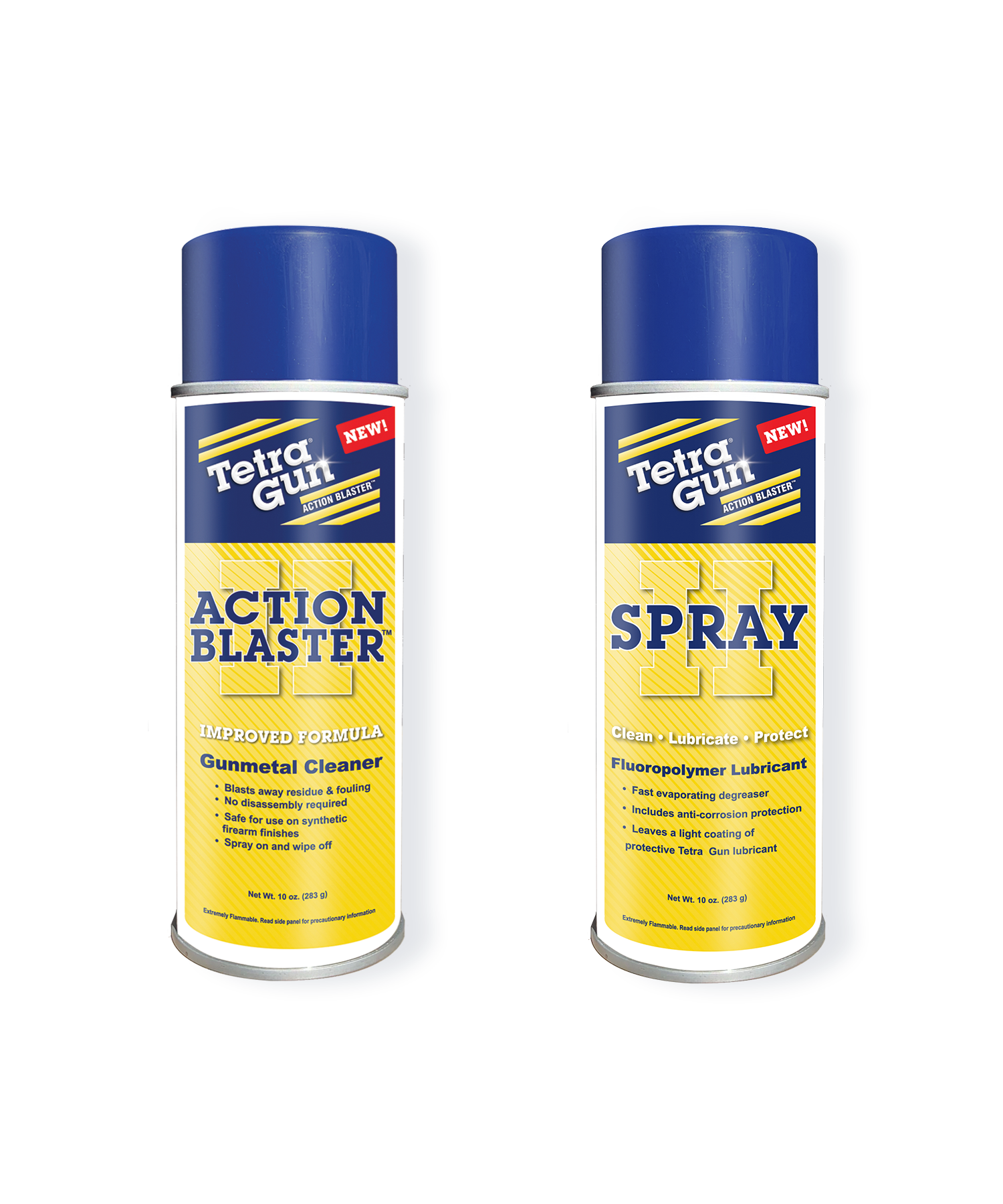 FTI, Inc. recently introduced Tetra&circledR; Gun Action Blaster&trade; II & Spray II aerosol sprays, replacing the original namesake formulas. Both synthetic-safe sprays effectively clean gunmetal surfaces.