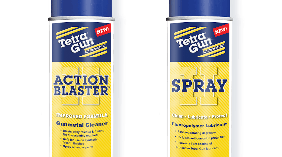 FTI, Inc. recently introduced Tetra&circledR; Gun Action Blaster&trade; II &amp; Spray II aerosol sprays, replacing the original namesake formulas. Both synthetic-safe sprays effectively clean gunmetal surfaces.