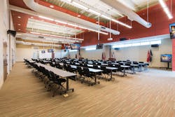 Multifunction spaces, such as this classroom space that be partitioned off and used as community meeting room can be useful. Multifunction spaces, such as this classroom space that be partitioned off and used as community meeting room can be useful.