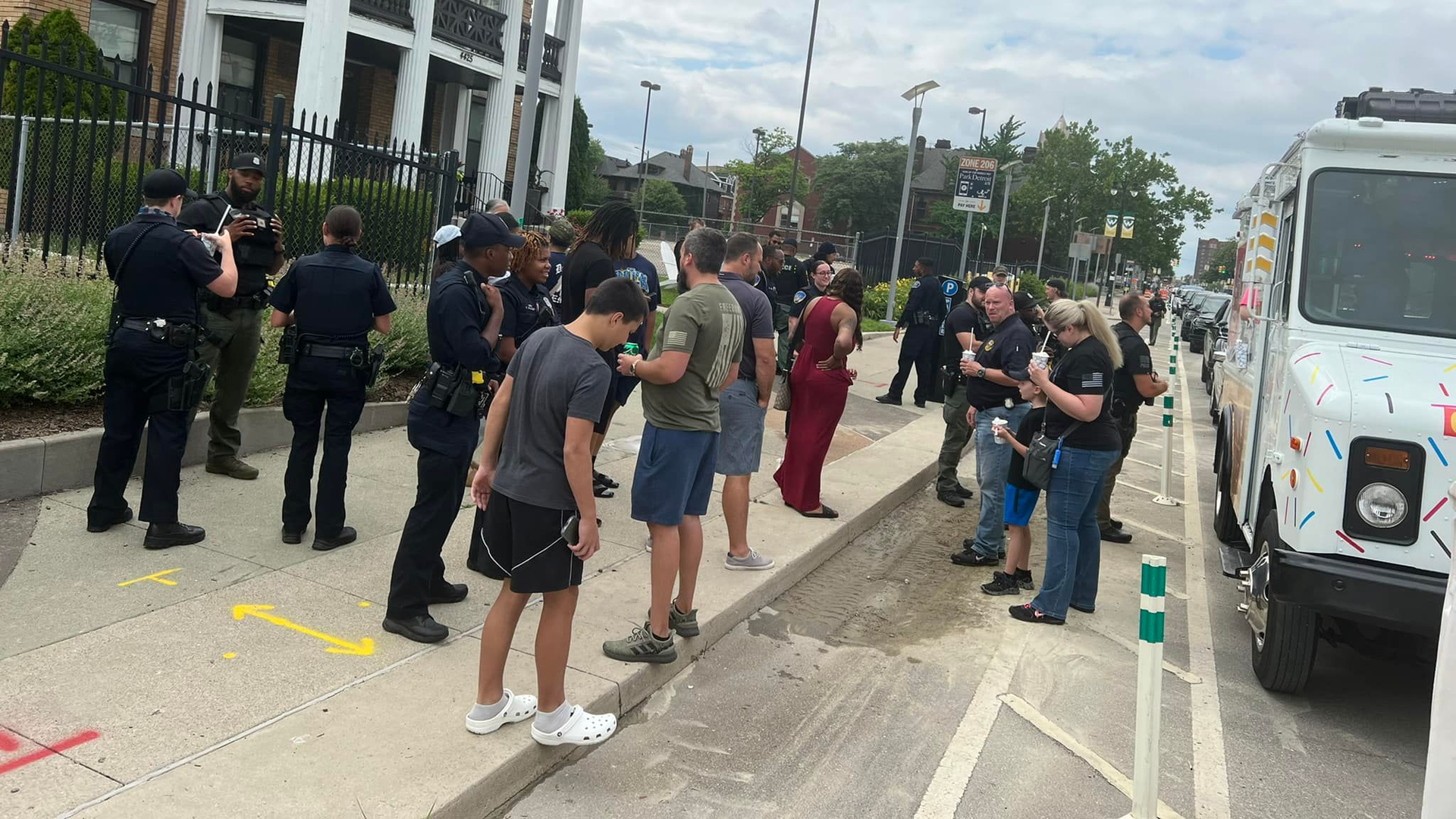 In response to a Detroit ice cream shop refusing to serve police wearing body armor, a former officer spent four hours passing out free treats Wednesday from an ice cream truck parked near the business.