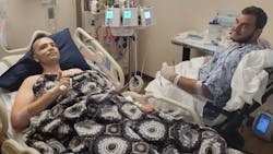 Haltom City, TX, Police Officer Jose Avila (left) and Cpl. Zach Tabler are seen recovering in the hospital in a photo posted to social media by the department.