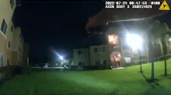 In a screenshot from body camera video, a Hillsborough County Sheriff's Office deputy points his service pistol at 32-year-old Jonathan Huertas Reyes at the Bristol Bay Apartments in Tampa early Sunday.