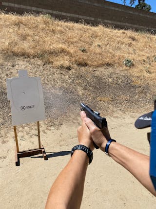 Lindsey shot the Ultra Carry II with Winchester USA 45 ACP AUTO Ammo 230 Grain Full Metal Jacket rounds. It functioned flawlessly, and handled the 230 grain bullets well.