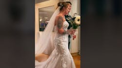 Dressed in her wedding dress, Sierra Neal prepares to unofficially marry Richmond, IN, Police Officer Seara Burton in a hospital ceremony Saturday in Dayton, OH. Burton was critically wounded in a shooting during an Aug. 10 traffic stop. Dressed in her wedding dress, Sierra Neal prepares to unofficially marry Richmond, IN, Police Officer Seara Burton in a hospital ceremony Saturday in Dayton, OH. Burton was critically wounded in a shooting during an Aug. 10 traffic stop.