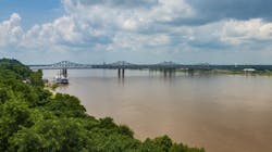 View of the bridge over the Mississippi River near the city of Natchez in Adams County, Mississippi. View of the bridge over the Mississippi River near the city of Natchez in Adams County, Mississippi.