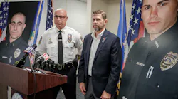 Bristol, CT, Police Chief Brian Gould and Mayor Jeffrey Caggiano give an update on fundraising efforts to support the families of fallen officersjkm Sgt. Alex Hamzy, 34, and Lt. Dustin DeMonte, 35.