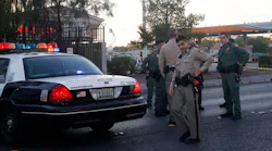 Las Vegas police investigate a shooting Thursday that left an officer dead.