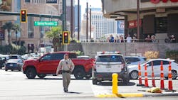 Police at the scene where multiple people were stabbed in front of a Strip casino in Las Vegas on Thursday. Police at the scene where multiple people were stabbed in front of a Strip casino in Las Vegas on Thursday.