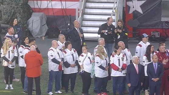 The New England Patriots honored fallen Bristol, CT, Police Lt. Dustin DeMonte and Sgt. Alex Hamzy ahead of their 'Monday Night Football' game with the Chicago Bears.