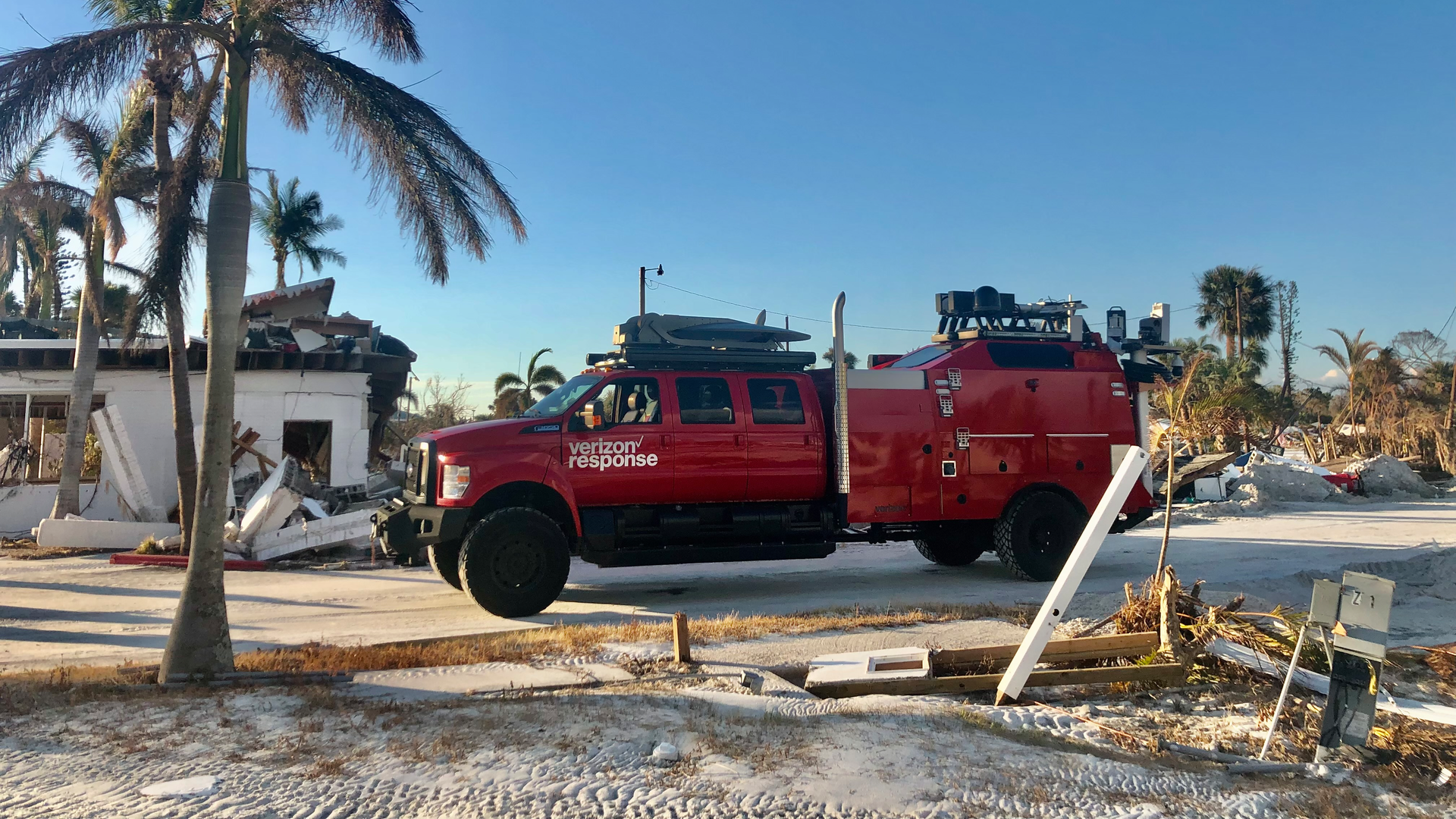 While Verizon Frontline's THOR (Tactical Humanitarian Operations Response vehicle) has been used in several humanitarian operations, this is the first time it has been deployed to a natural disaster/storm event.