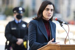 Philadelphia City Controller Rebecca Rhynhart speaking at a news conference in July 2021. Philadelphia City Controller Rebecca Rhynhart speaking at a news conference in July 2021.