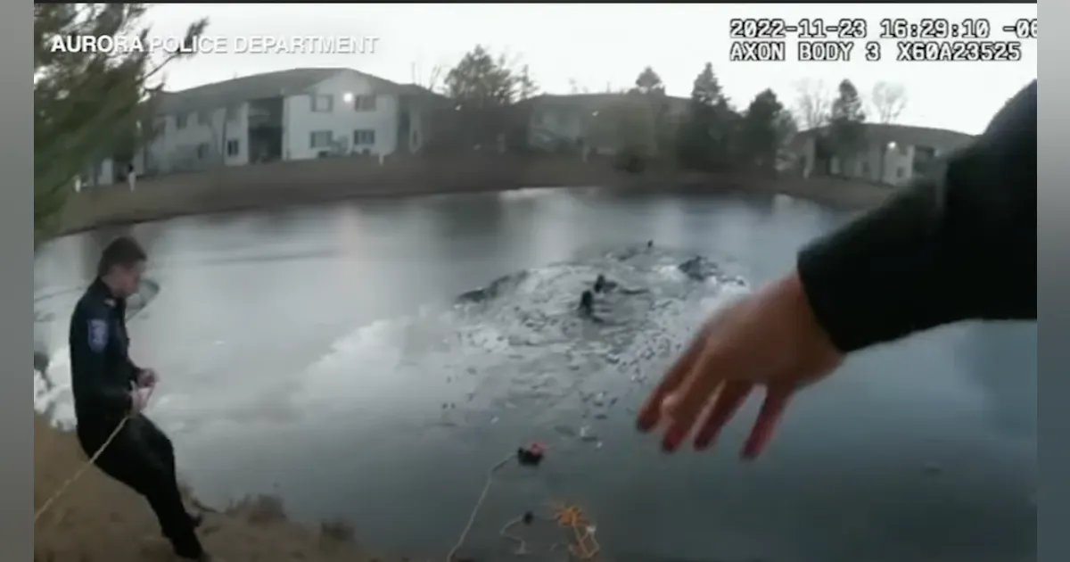 Police Officer Rescuing Watch Ill. Police Rescue Boy, Woman from Frigid Pond | Officer