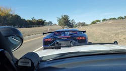 A California Highway Patrol officer clocked and pulled over a driver in a Lamborghini who was going 152 mph in a 55 mph zone along a winding road in Buellton on Sunday. A California Highway Patrol officer clocked and pulled over a driver in a Lamborghini who was going 152 mph in a 55 mph zone along a winding road in Buellton on Sunday.