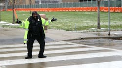 Cpl. Eric Hudson, a member of Cleveland Clinic’s police department, has introduced dance moves to his volunteer shift as a crossing guard. Cpl. Eric Hudson, a member of Cleveland Clinic’s police department, has introduced dance moves to his volunteer shift as a crossing guard.