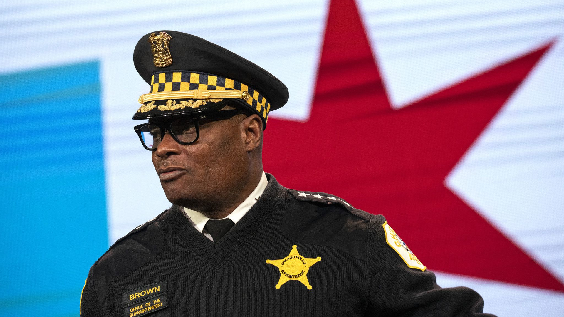 Chicago Police Superintendent David Brown at the Chicago Tabernacle in the Kilbourn Park neighborhood in April.
