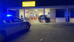 Two Mullins, SC, police officers suffered minor injuries after an SUV crashed into the restaurant where they were eating Monday. Two Mullins, SC, police officers suffered minor injuries after an SUV crashed into the restaurant where they were eating Monday.