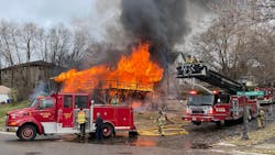St. Paul, MN, police officers rescued a person and a dog from a two-story house fire Thursday. St. Paul, MN, police officers rescued a person and a dog from a two-story house fire Thursday.