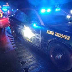 New Hampshire State Police trooper used his cruiser to collide with and stop a wrong-way driver along Interstate 95 in Hampton early Monday. New Hampshire State Police trooper used his cruiser to collide with and stop a wrong-way driver along Interstate 95 in Hampton early Monday.