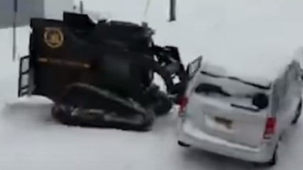 The Buffalo, NY, Police Department used its Rook armored vehicle to remove cars from snow-covered roadways, so plows could get through.