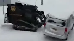 The Buffalo, NY, Police Department used its Rook armored vehicle to remove cars from snow-covered roadways, so plows could get through.