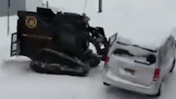 The Buffalo, NY, Police Department used its Rook armored vehicle to remove cars from snow-covered roadways, so plows could get through. The Buffalo, NY, Police Department used its Rook armored vehicle to remove cars from snow-covered roadways, so plows could get through.